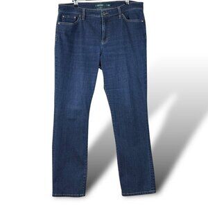 Lauren Ralph Lauren Jeans Womens Sz 14 Modern Straight Curvy Dark Wash Low Rise